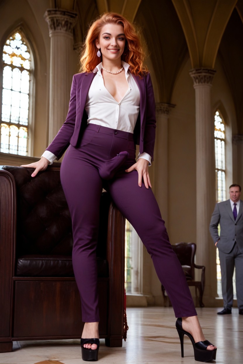 Pants, Erect Penis Bulge In Pants, Bottom Up Shemale AI Porn