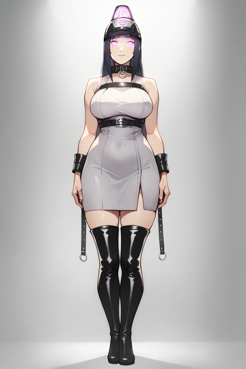 Mind Control, Wearing Black Leather Thigh High Boots, Standing At AttentionAI黃漫