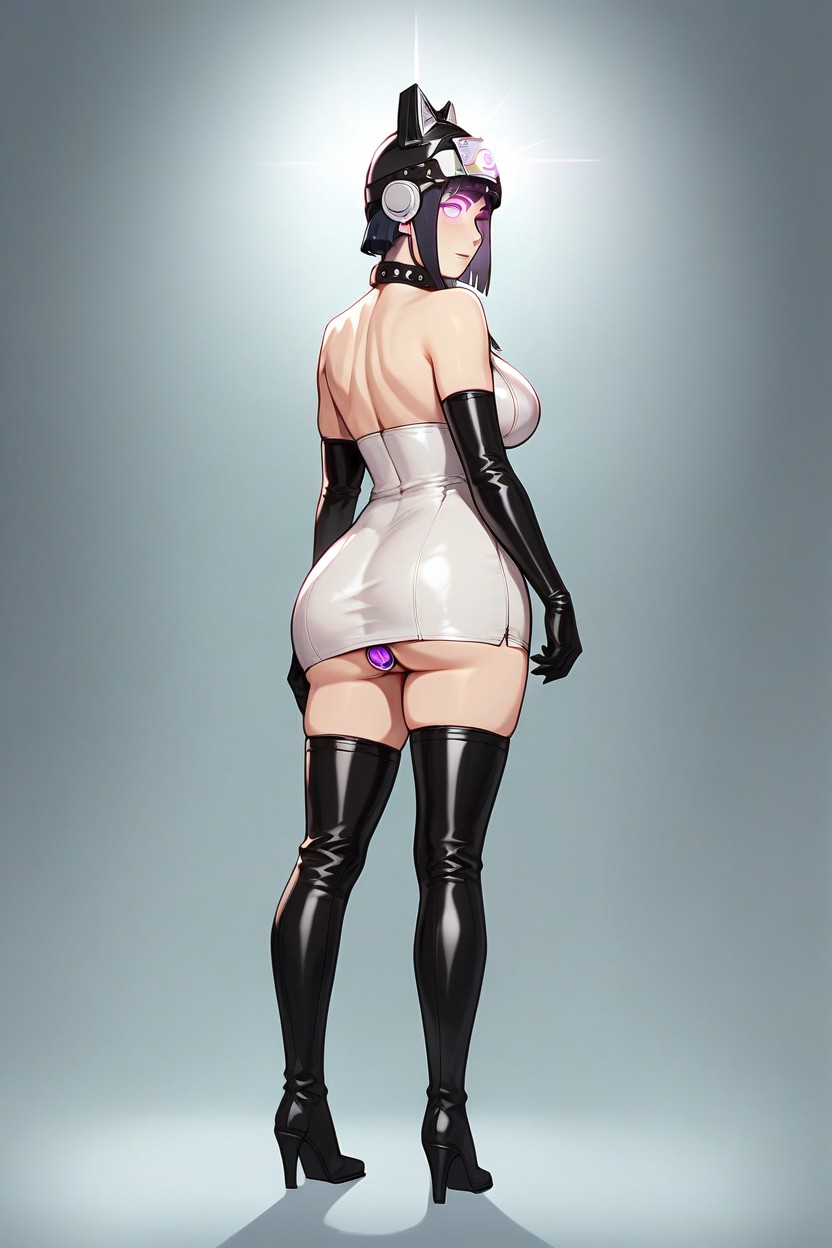 Wearing A White Dress, Solo, Wearing Mind Control Helmet Hentai IA pornografia