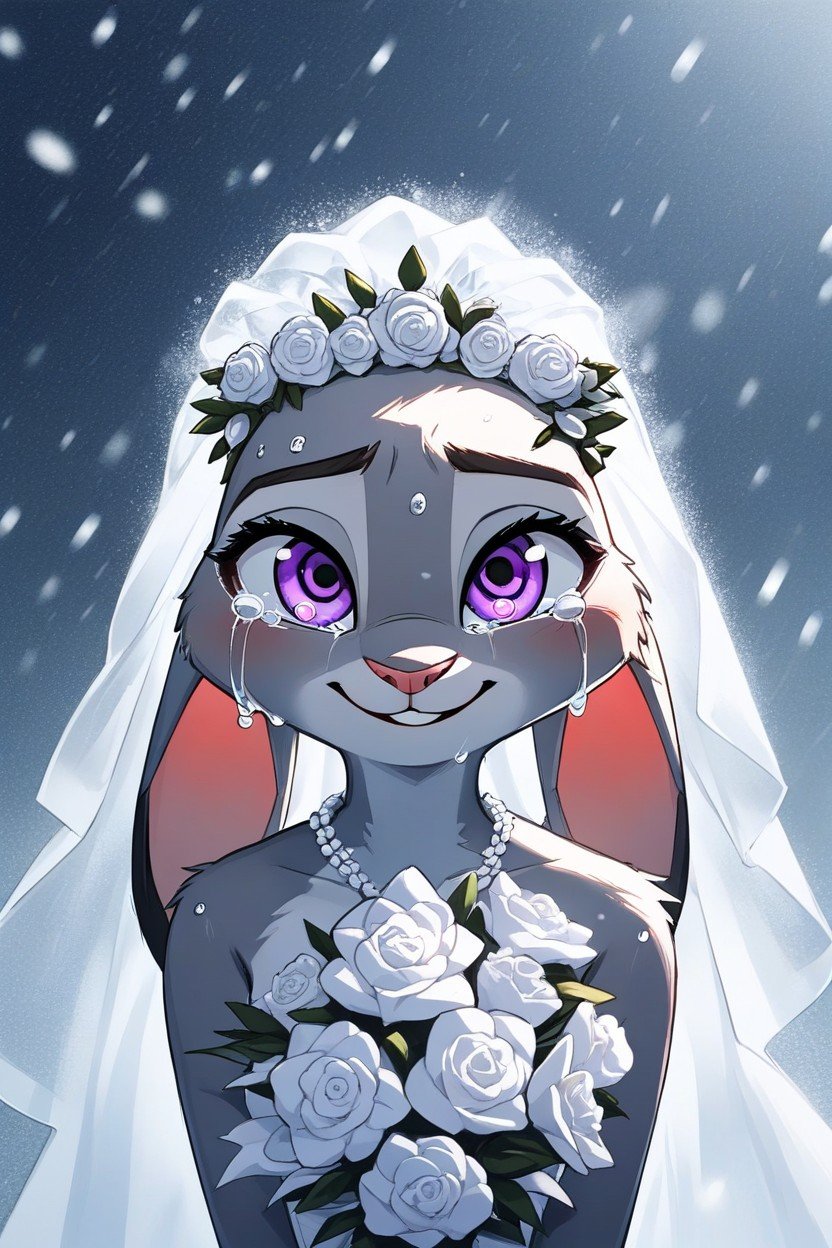 Contraluz, Tocándose La Cara, Wedding DressPorno AI Furry