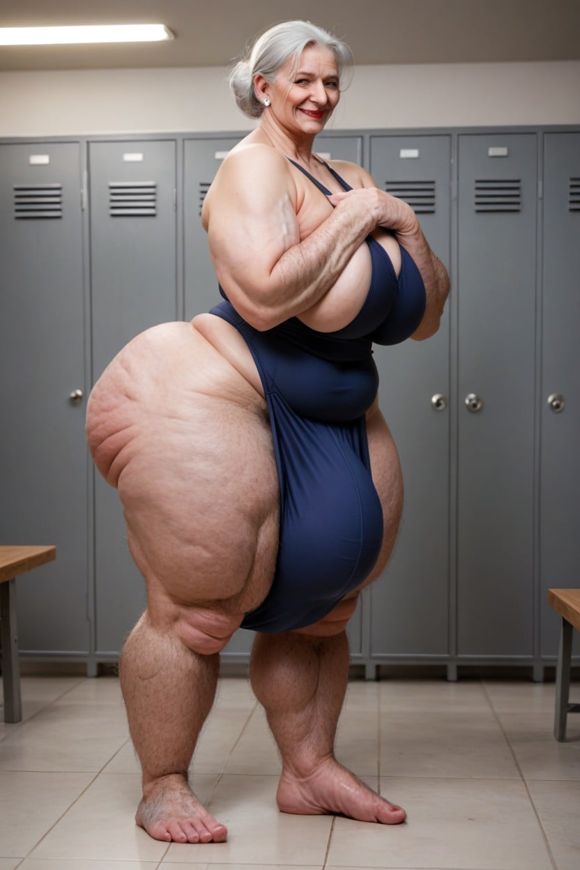 Hyper Cock, Extremely Fat, Plump Lips Red Lipstickhairy Legs Pale Skin Shemale AI Porn