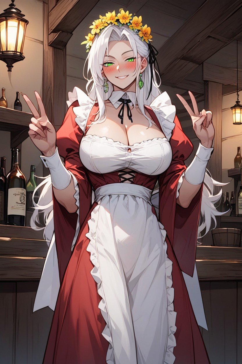 White Hair Green Eyes, Ingrid From Makai Kishi, 站立AI黃片