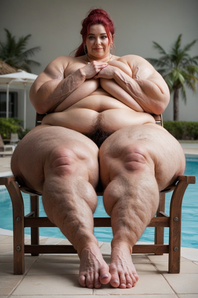 Hard Cock, Pale Skin, Aqua Bikini Shemale AI Porn