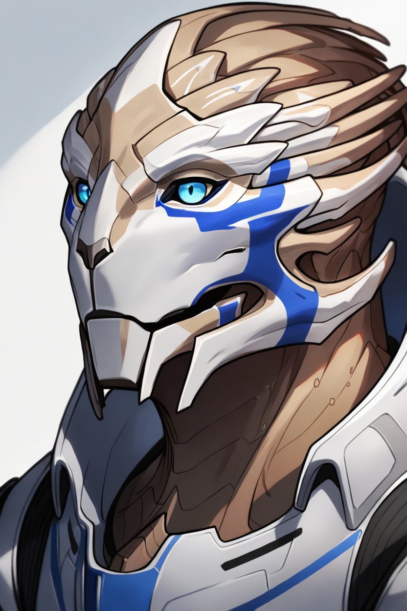 Strong And Big Turian From Mass Effect, Muscular Body, Proper Turian Nose Furry AI Porn