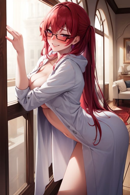 Bathrobe, Red Hair, Glasses AI Porn