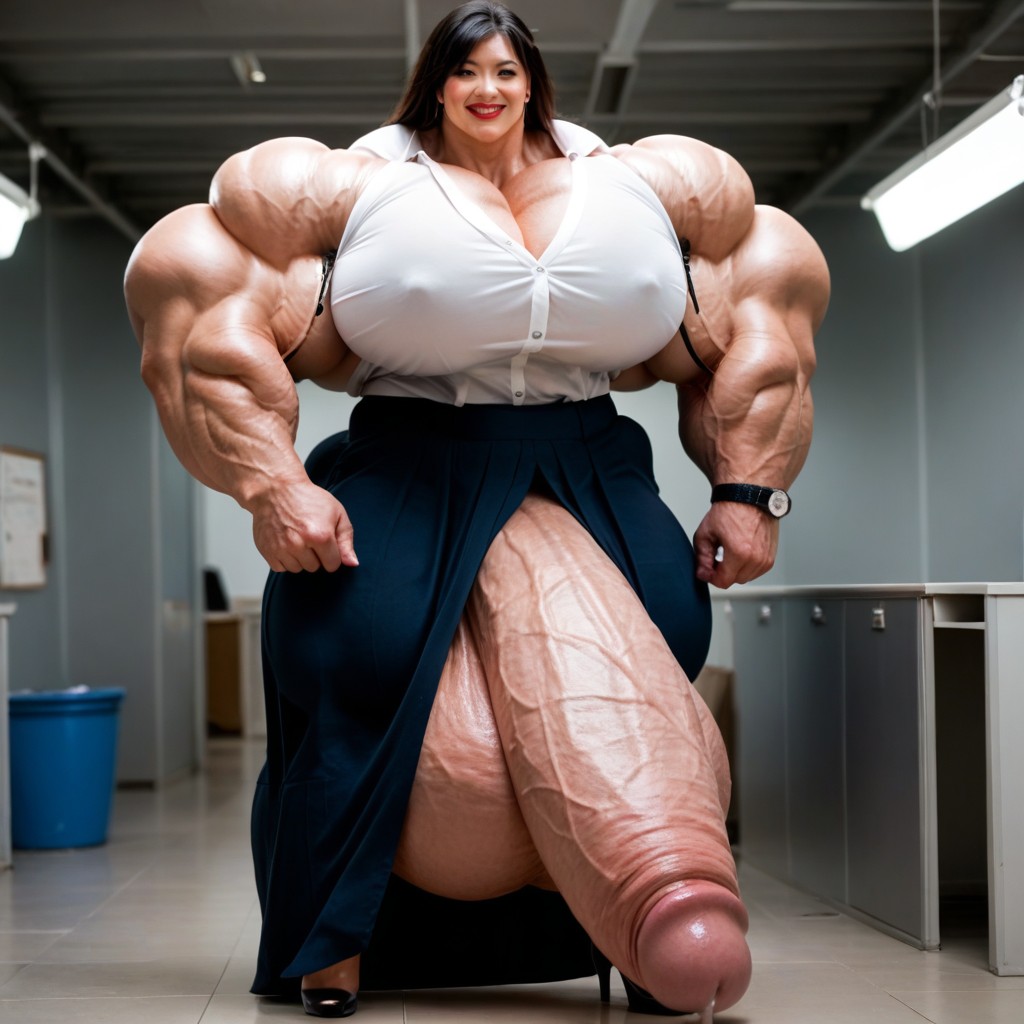 Walking, Gigantic, Hyper Giant Muscles Shemale AI Porn