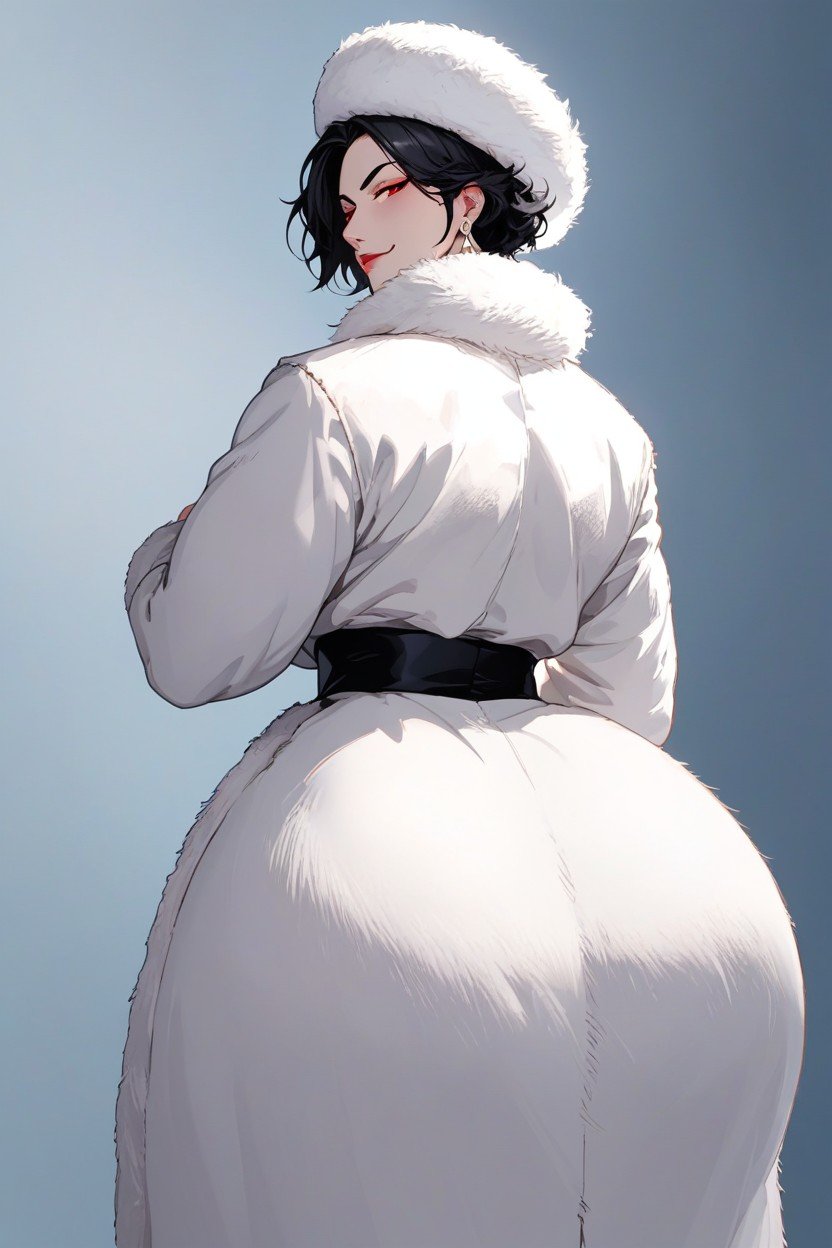 모델, Rear View, Fluffy Fur Coat퍼리 AI 포르노