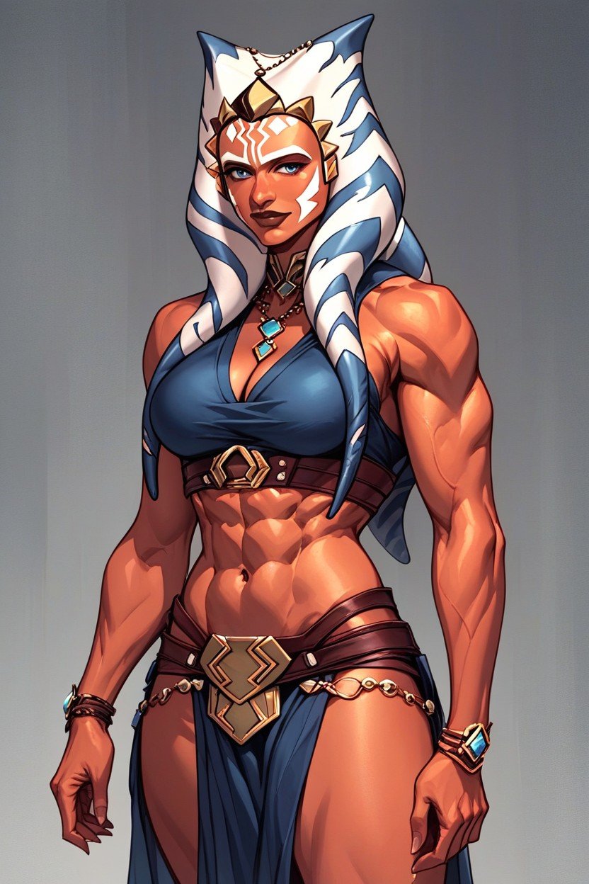 Midriff, Ahsoka Tano Is Muscular, Dark Blue Turtle Neck TopAI 포르노