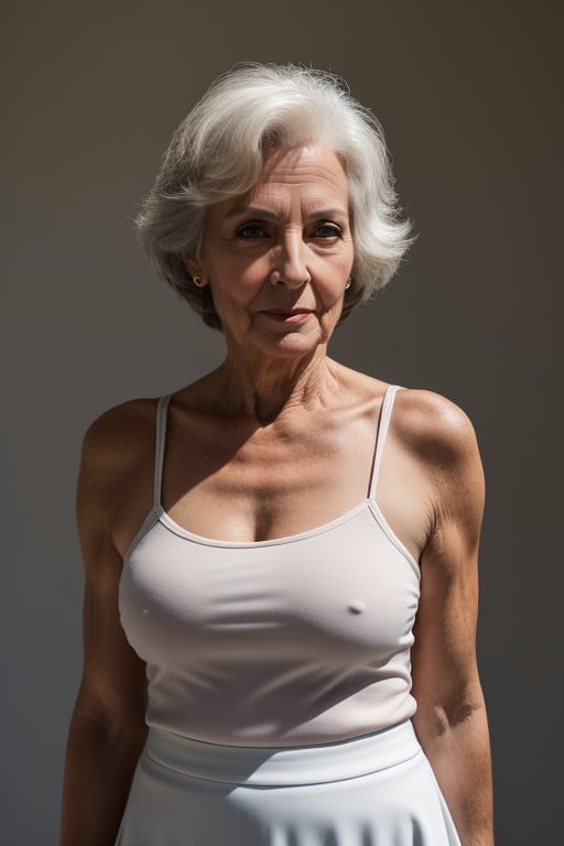 60+, Cabelo Branco, Tennis Skirt Pornografia de IA