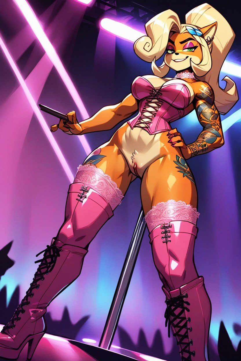 Legs, Pink Thigh High Stripper Boots, Strip Club Stage Furry AI Porn