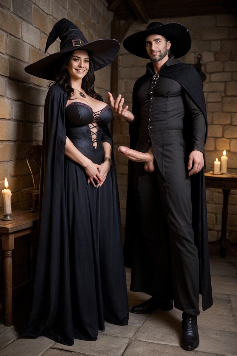 Witch Casting Spell On Man, Sonrisa Burlona, Man RestrainedPorno AI