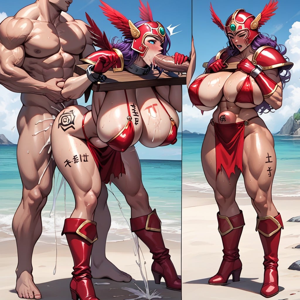 Full Body, Red Apron, Head Thrown Back AI Porn