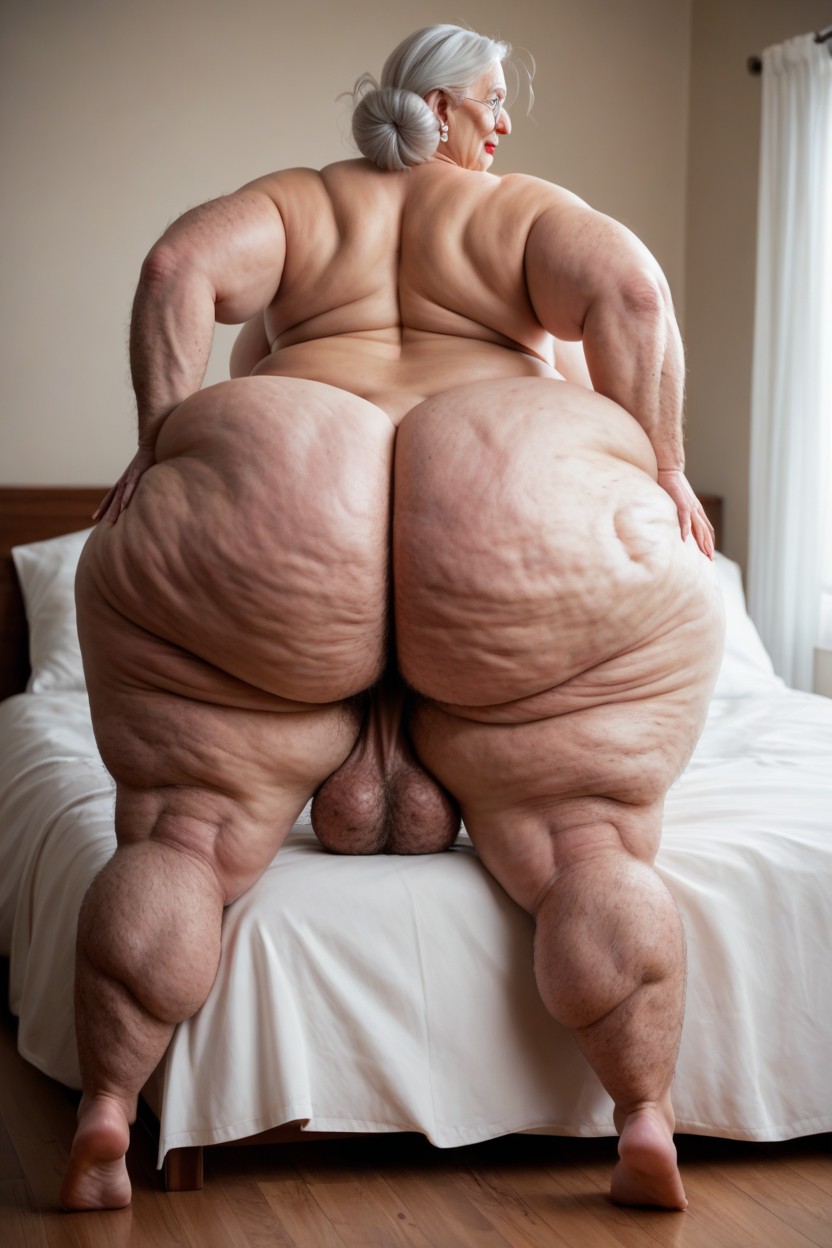 Bedroom, Extremely Large Ass, Huge Belly Shemale AI Porn