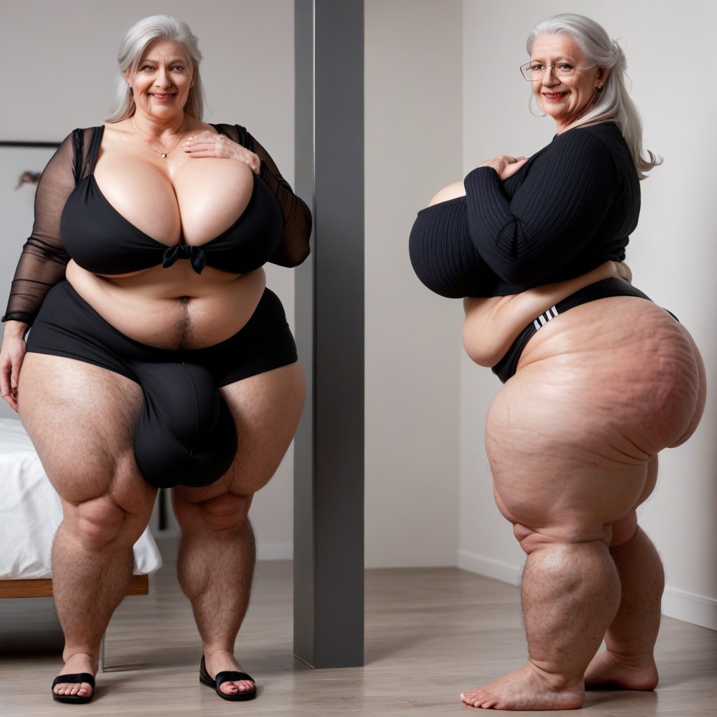 Hyper Balls, Cock Bulging Through Clothes, Heavy Shemale AI Porn