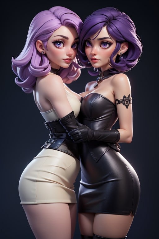 Lesbians, Goth, Purple Hair AI Porn