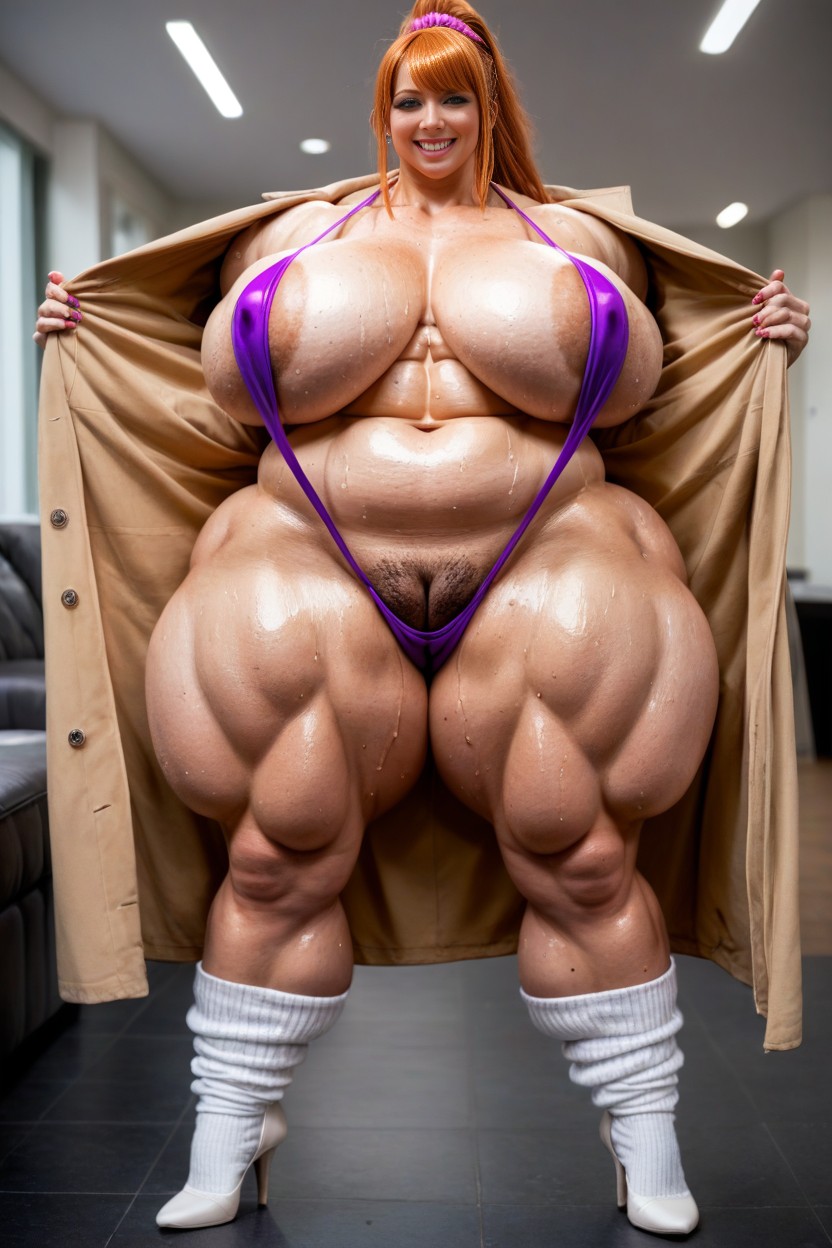 Plump Pubic Mound, High Ponytail With Scrunchie, Ginger AI Porn