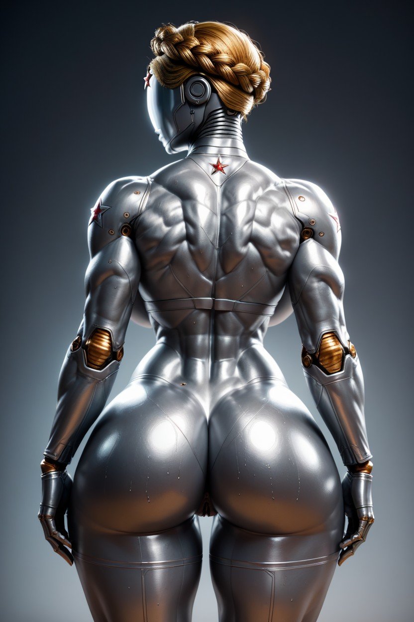 Metal Gold Robot Woman, Pony Body, Rounded BreastsPorno IA Hentai