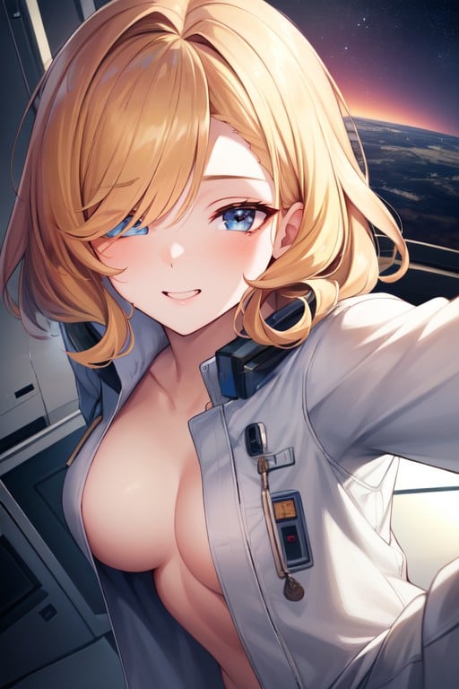 Unbuttoned, Selfie, Space Suit AI Porn