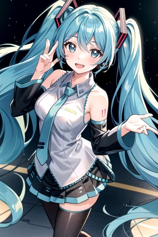 初音未来, 苗条, 站立AI黄片