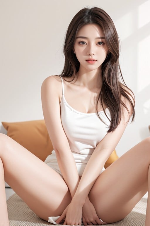 Korean, Spreading Legs, Front View AI Porn