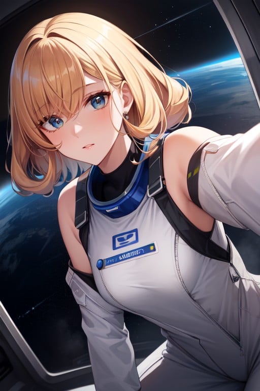 Blonde Hair, Space Suit, Curly AI Porn