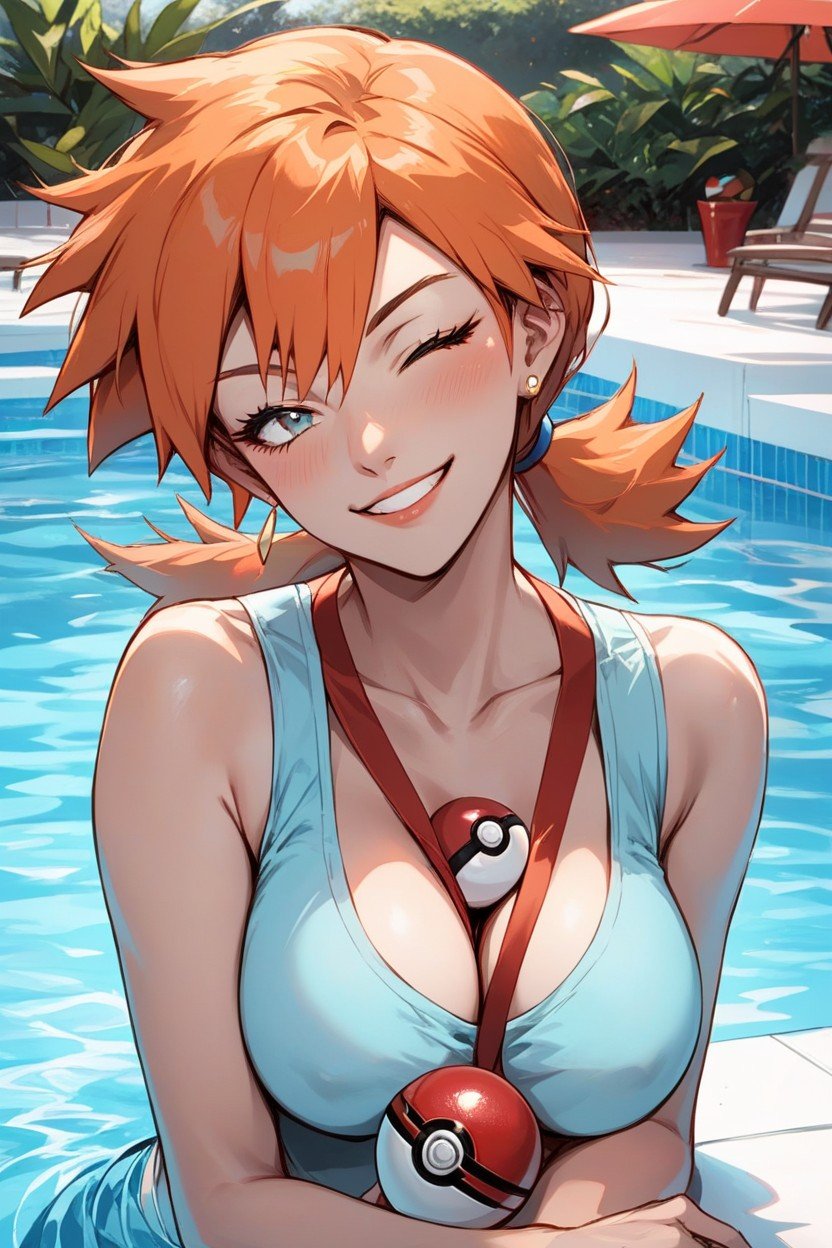 Guiño, Pool Side, Misty From PokemonPorno AI