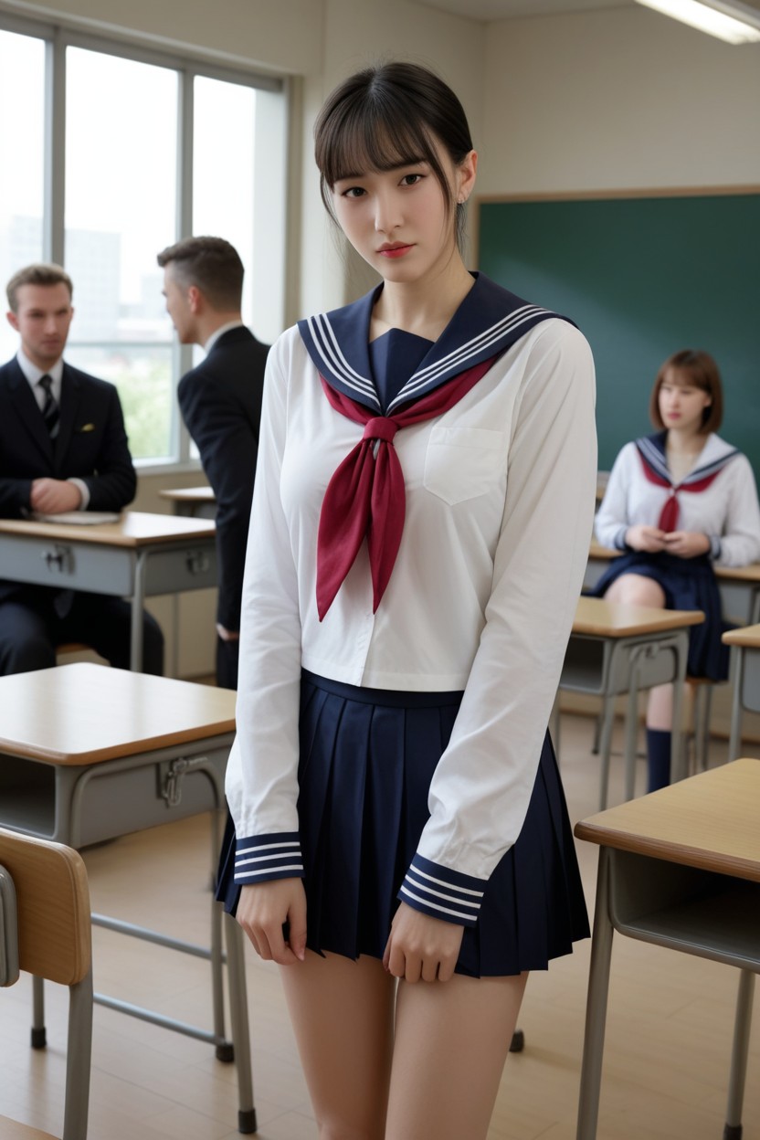 Sailor Uniform, Bobcut, At DesksファーリーAIポルノ