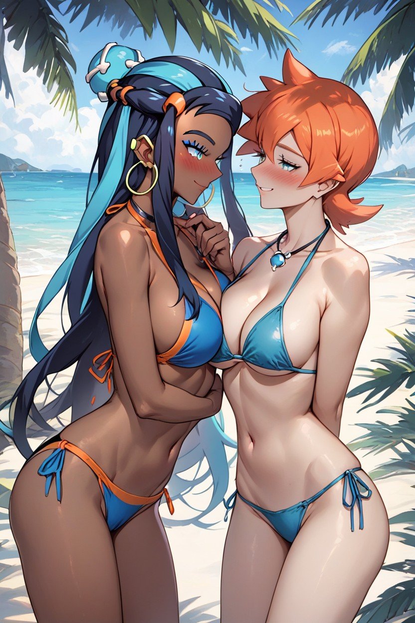 Caliente, Beach, Nessa From PokemonPorno AI Hentai