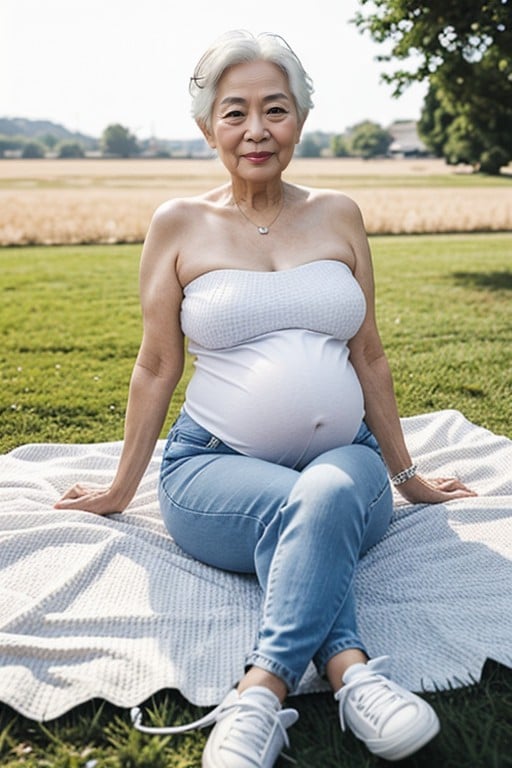 Wearing Tight Fitting Blue Jeans, 望向觀眾, PregnantAI獸人黃片