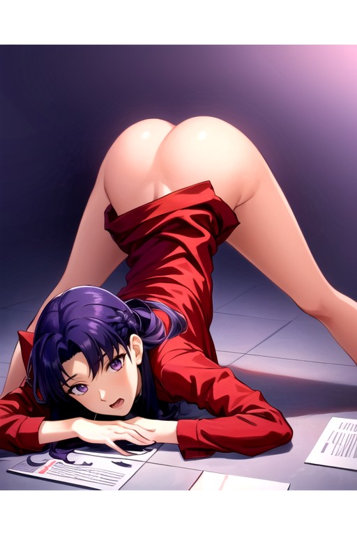 Misato (evangelion) , Pose De Jack O' Lantern , Mirando Al EspectadorPorno AI