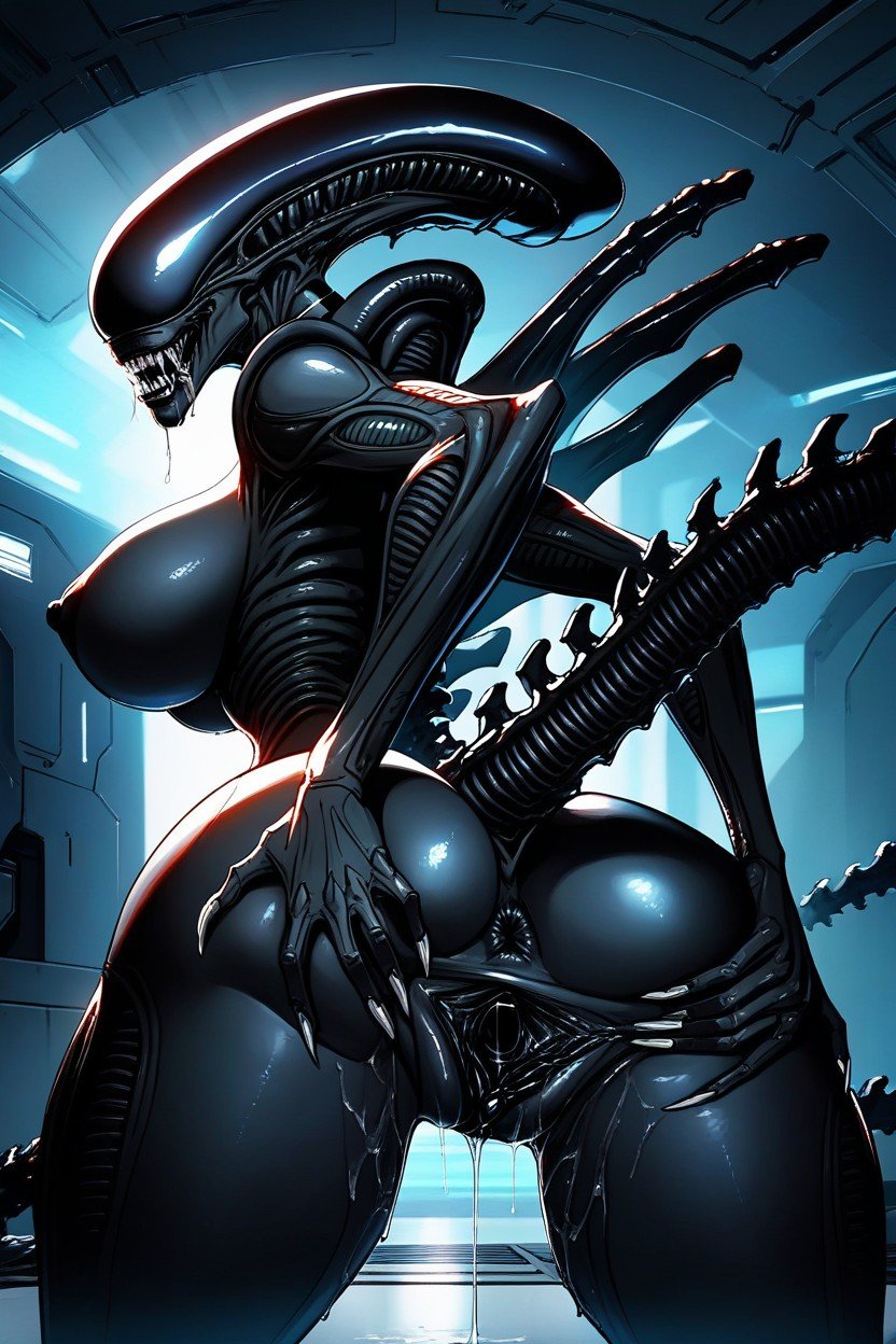 Female Xenomorph From Aliens, Presenting Hindquarters, Large Breast퍼리 AI 포르노