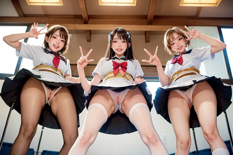 Straight Hair, Ultra Detailed, V Sign Asian AI Porn