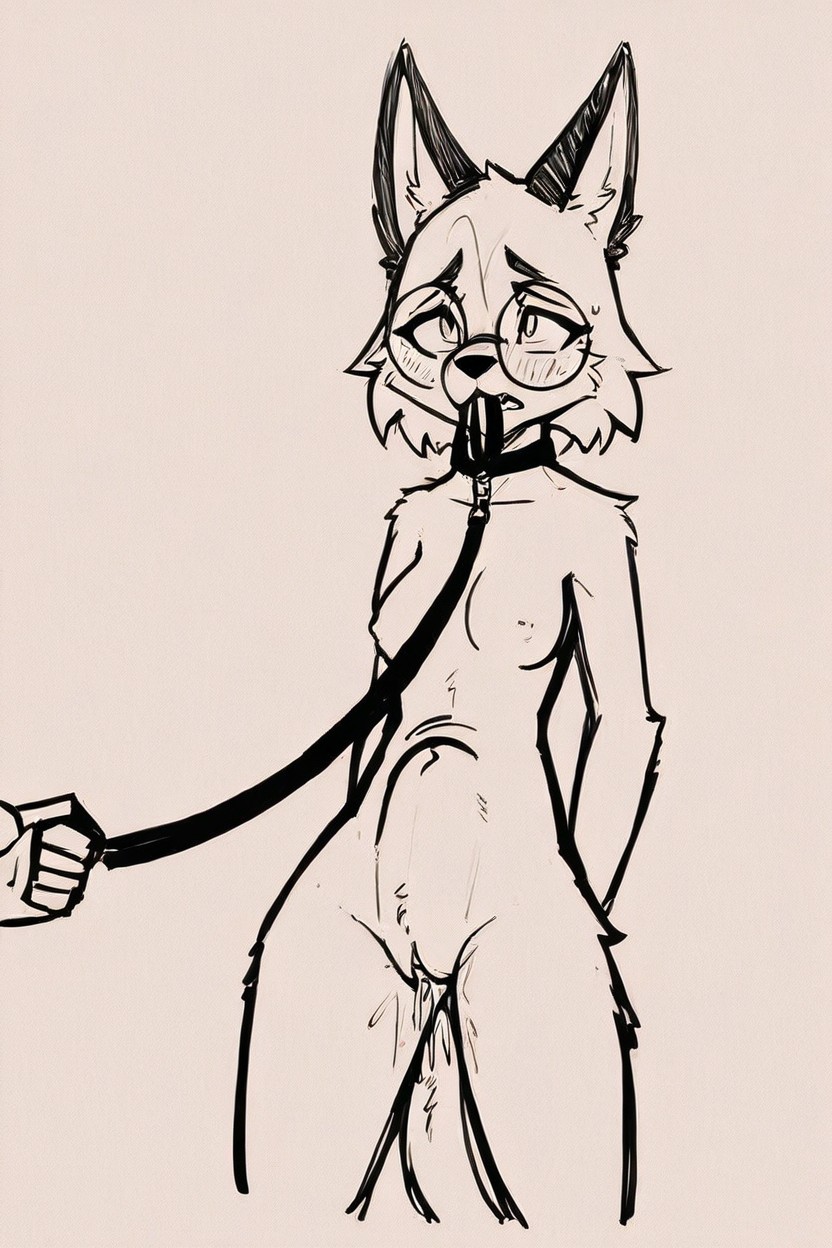 Red Fur, Front View, Worried Furry AI Porn