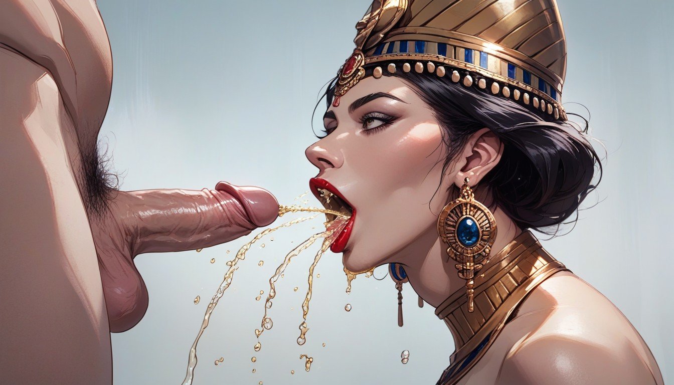 Cleopatra, Pissing Into Mouth, Side View AI Porn