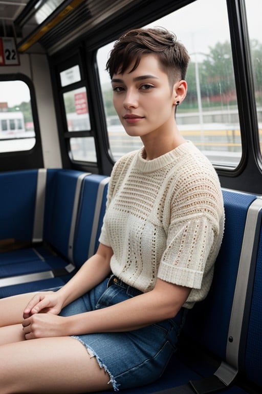 Bus, Cul Arrondi, Coupe À La ModePorno IA transsexuelle