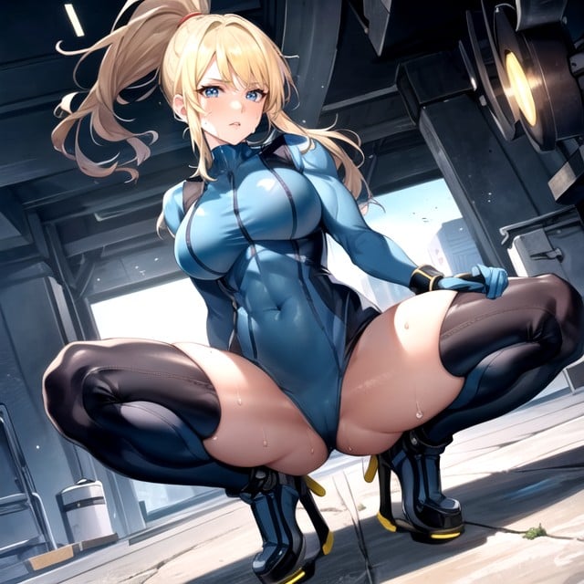 Samus (metroid), Sweaty, Squatting Hentai AI Porn