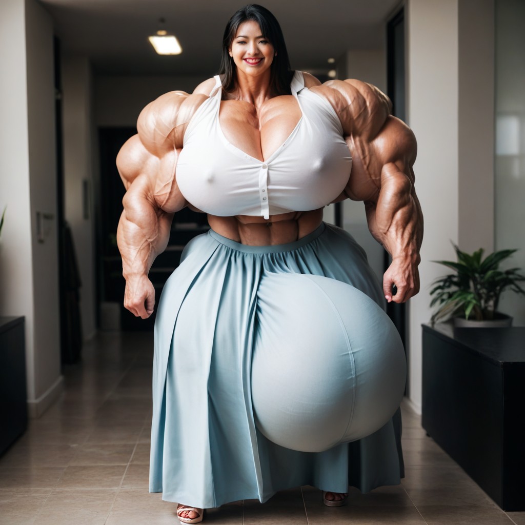 Hyper Gigantic Testicles, Front View, Hyper Gigantic Huge Penis Shemale AI Porn