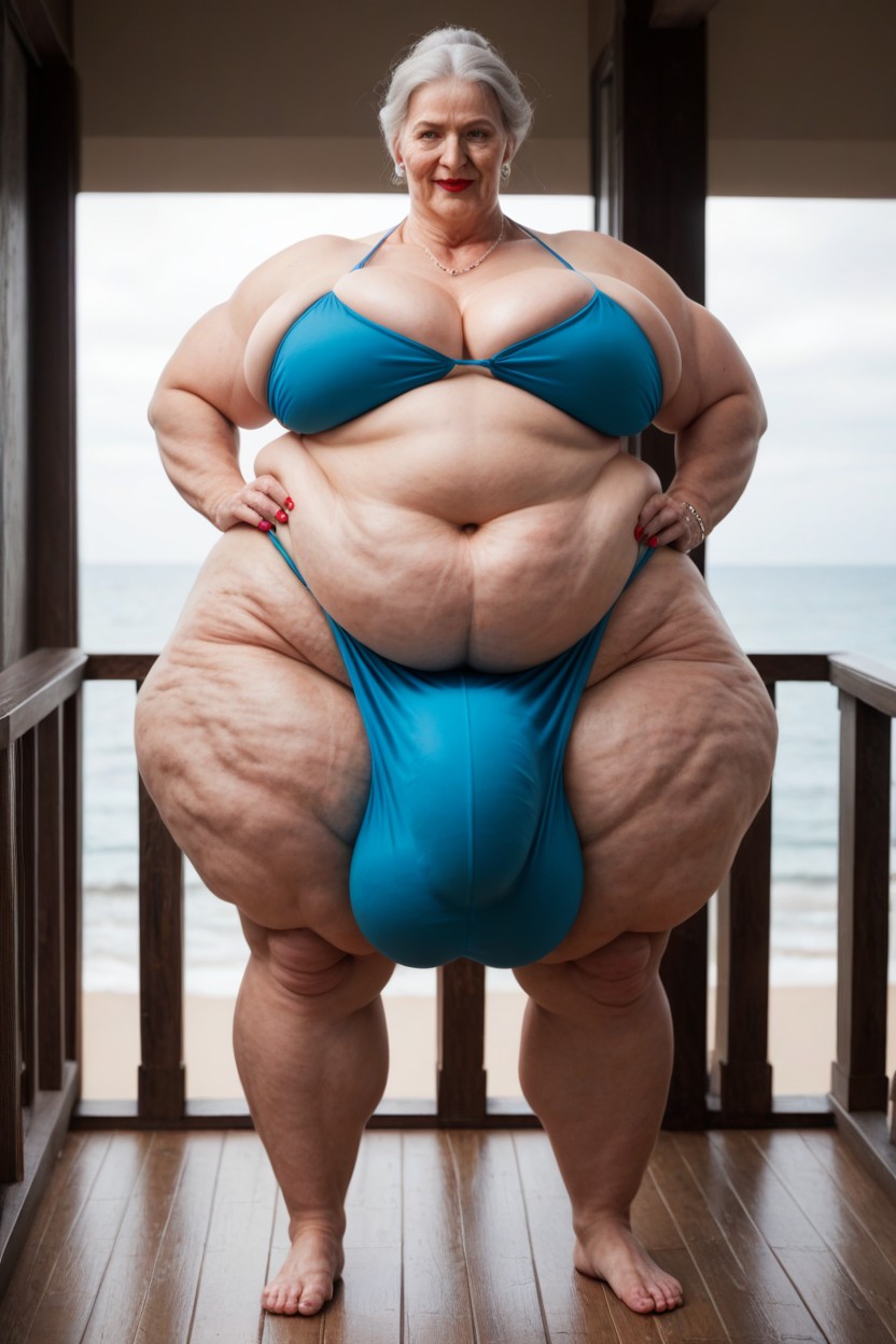 Blue Bikini, Cellulite Legs, Obese Shemale AI Porn