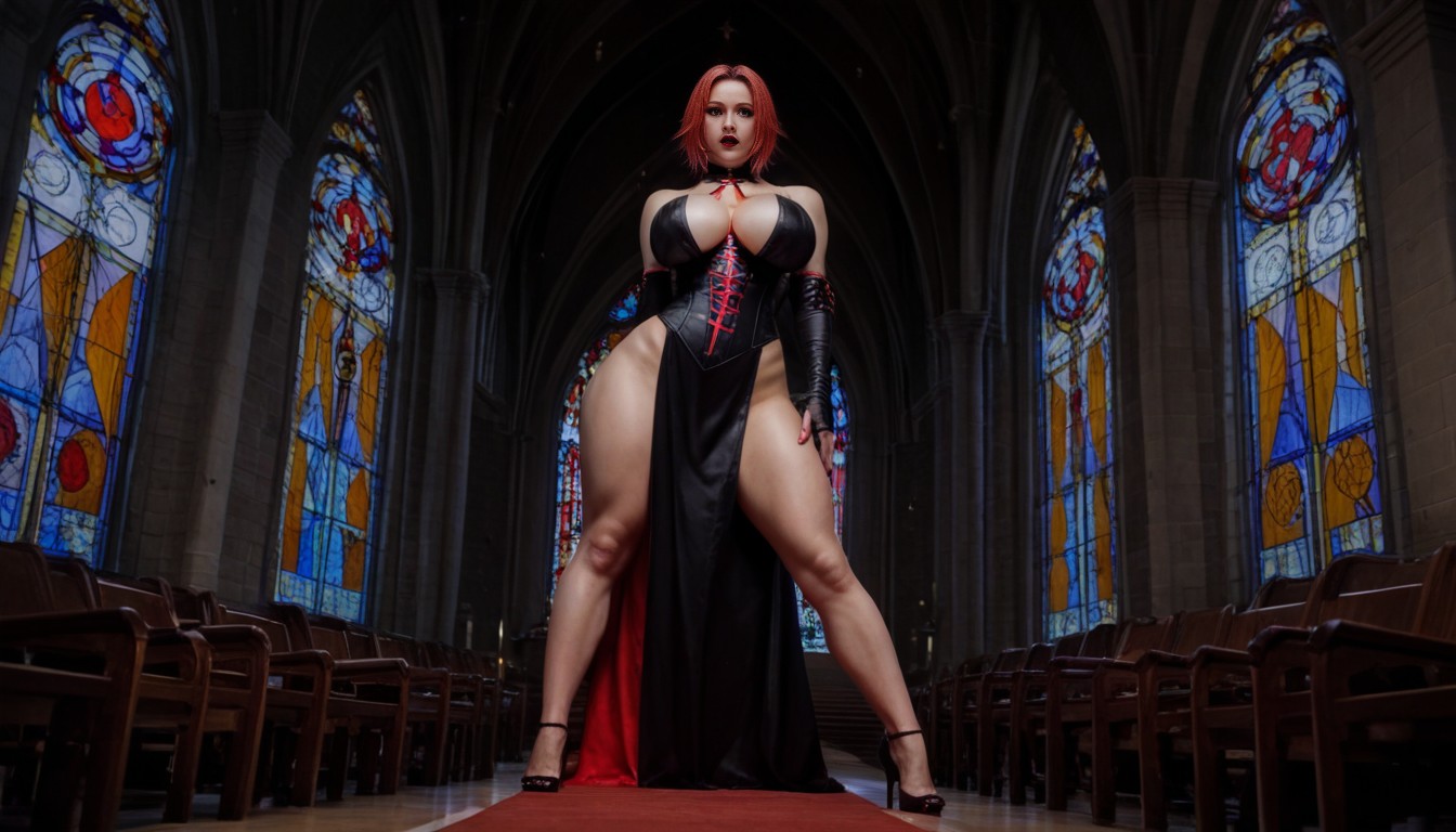 On Top Of A Church Altar, Rayne Bloodrayne, 빨간색 게이 AI 포르노