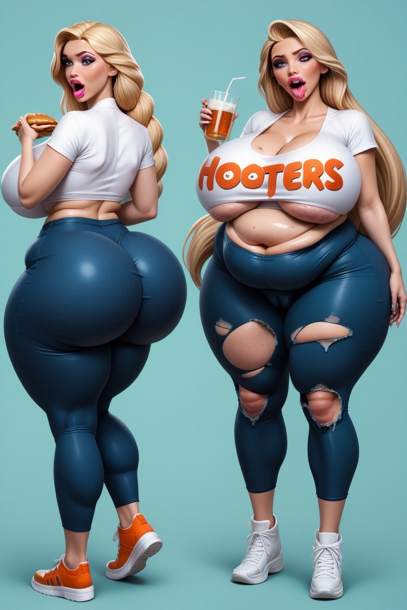 Extrêmement Lourd En Bas, Fille De Hooters, TransformationPorno IA