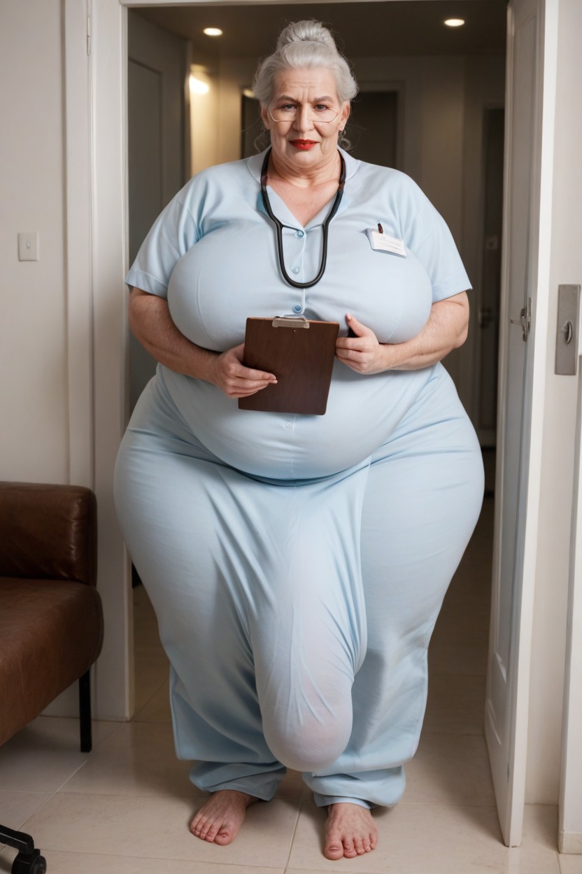 Full Body, Gigantic Saggy Breast, Huge Bulge Under Clothing Shemale AI Porn