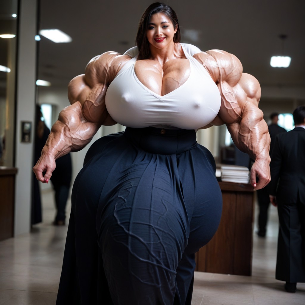 Hyper Large Muscles, Gigantic, Lipstick Shemale AI Porn