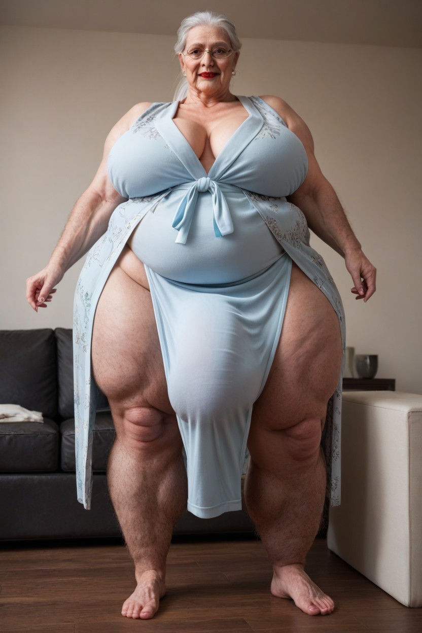 Hyper Balls, Floral Robe, Extremely Large Ass Shemale AI Porn