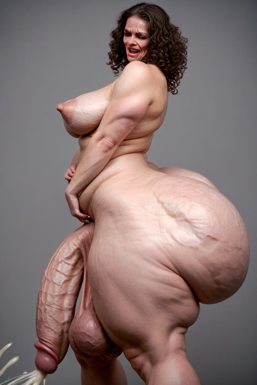 Fat Juicy Breasts, Front View, Stretch Marks On Legs Shemale AI Porn
