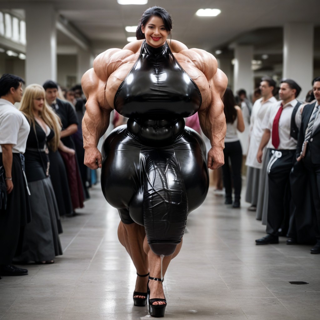 Hyper Gigantic Huge Testicles, Gigantic, Black Hair Shemale AI Porn