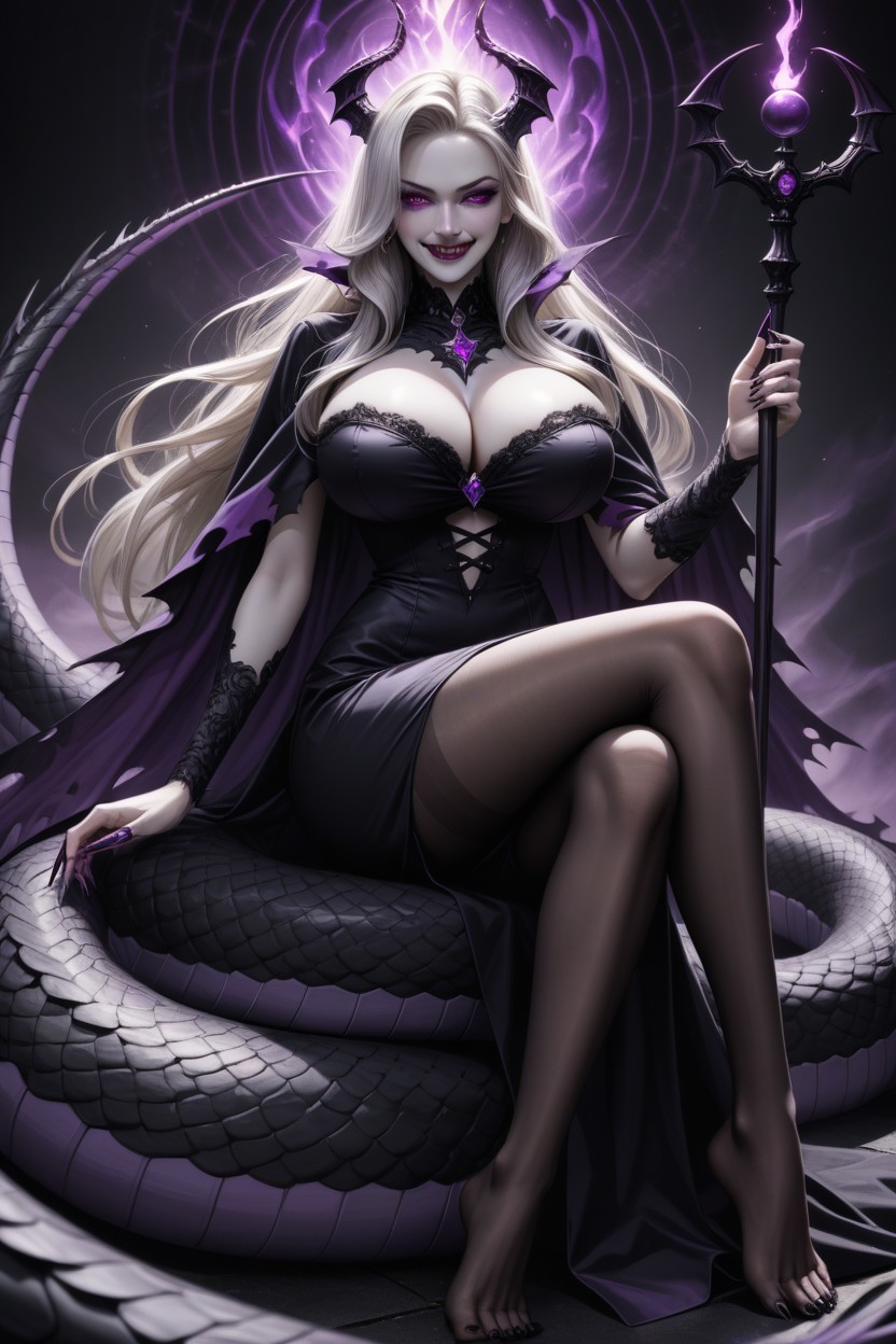 Noir, Slightly Tilted Head, Demonic Purple Eyes Hentai AI Porn