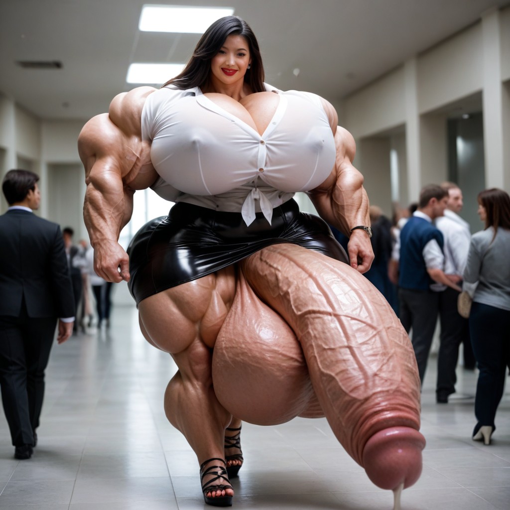 Hyper Large Muscles, Heels, Growth Shemale AI Porn