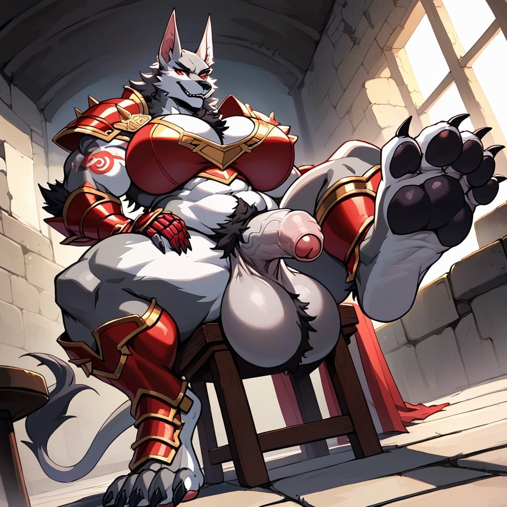Visible Sole, Muscular, Futanari Furry AI Porn