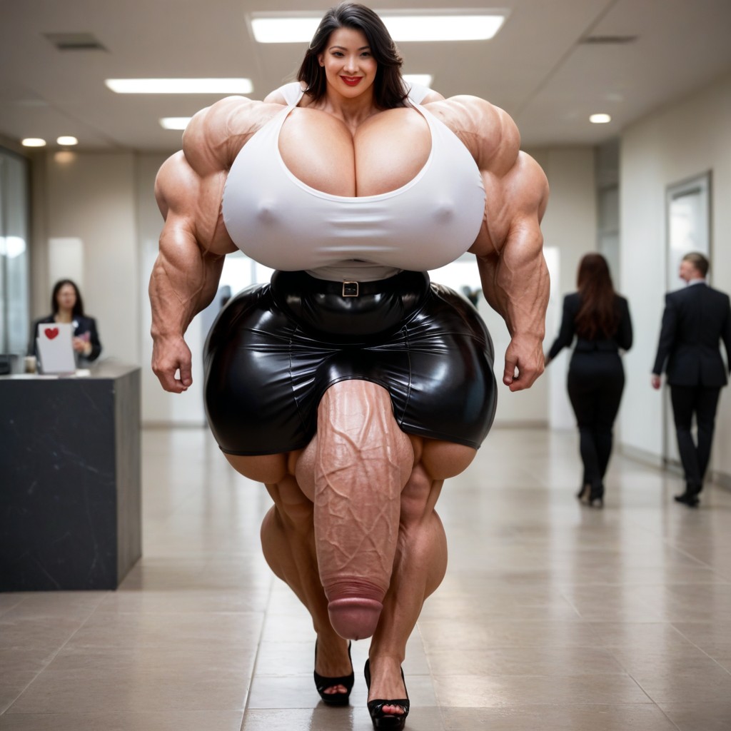 Office Room, Horny, Muscular Shemale AI Porn