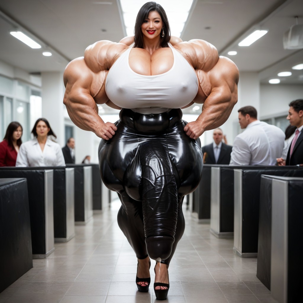 Hyper Large Muscles, Hyper Gigantic Muscles, Walking Shemale AI Porn